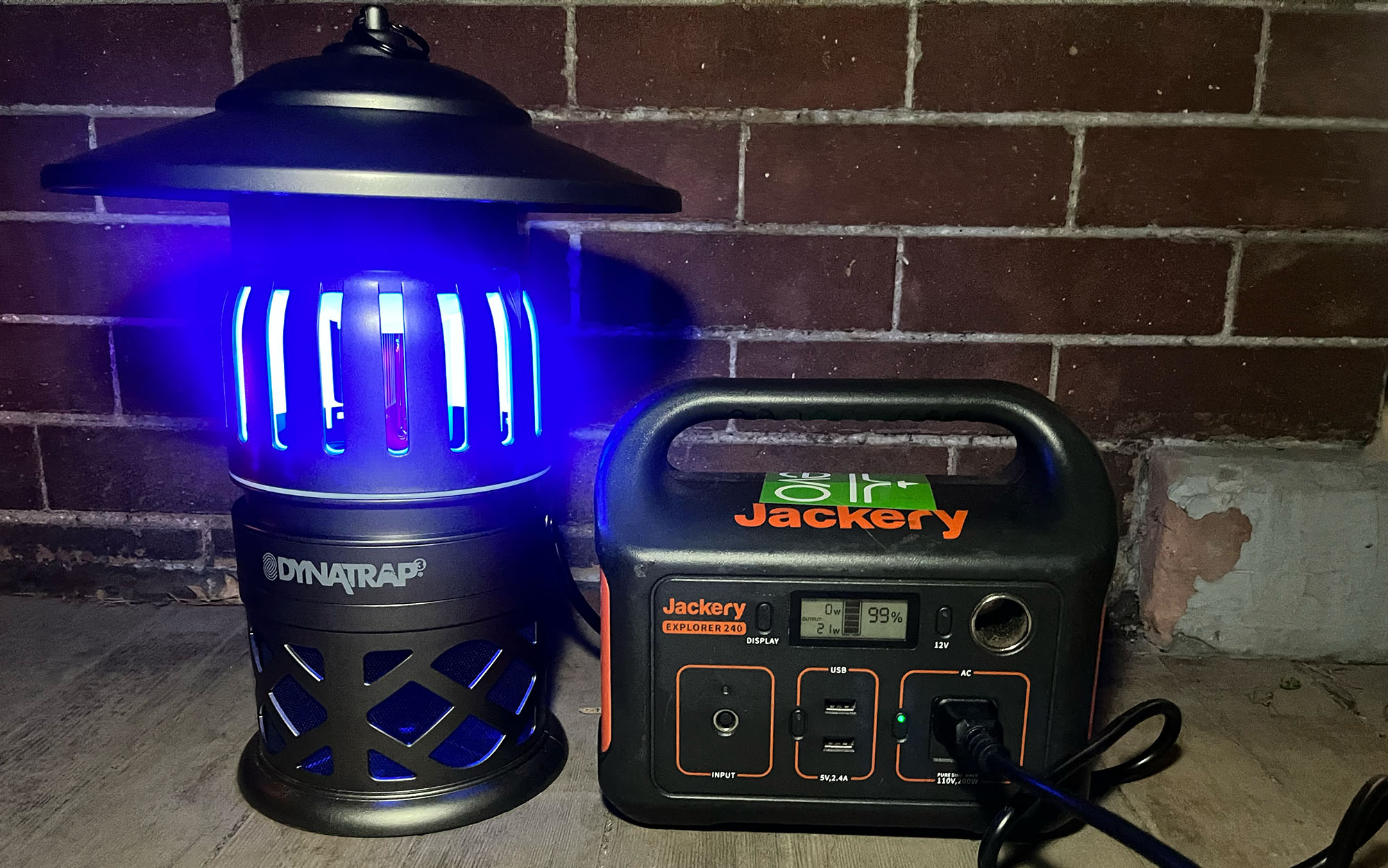 The Jackery Explorer 240 powers the DynaTrap ½ Acre Mosquito Trap.