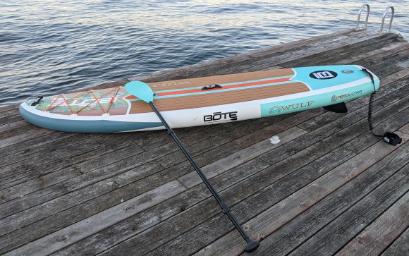 Bote Wulf paddle board sitting on a dock