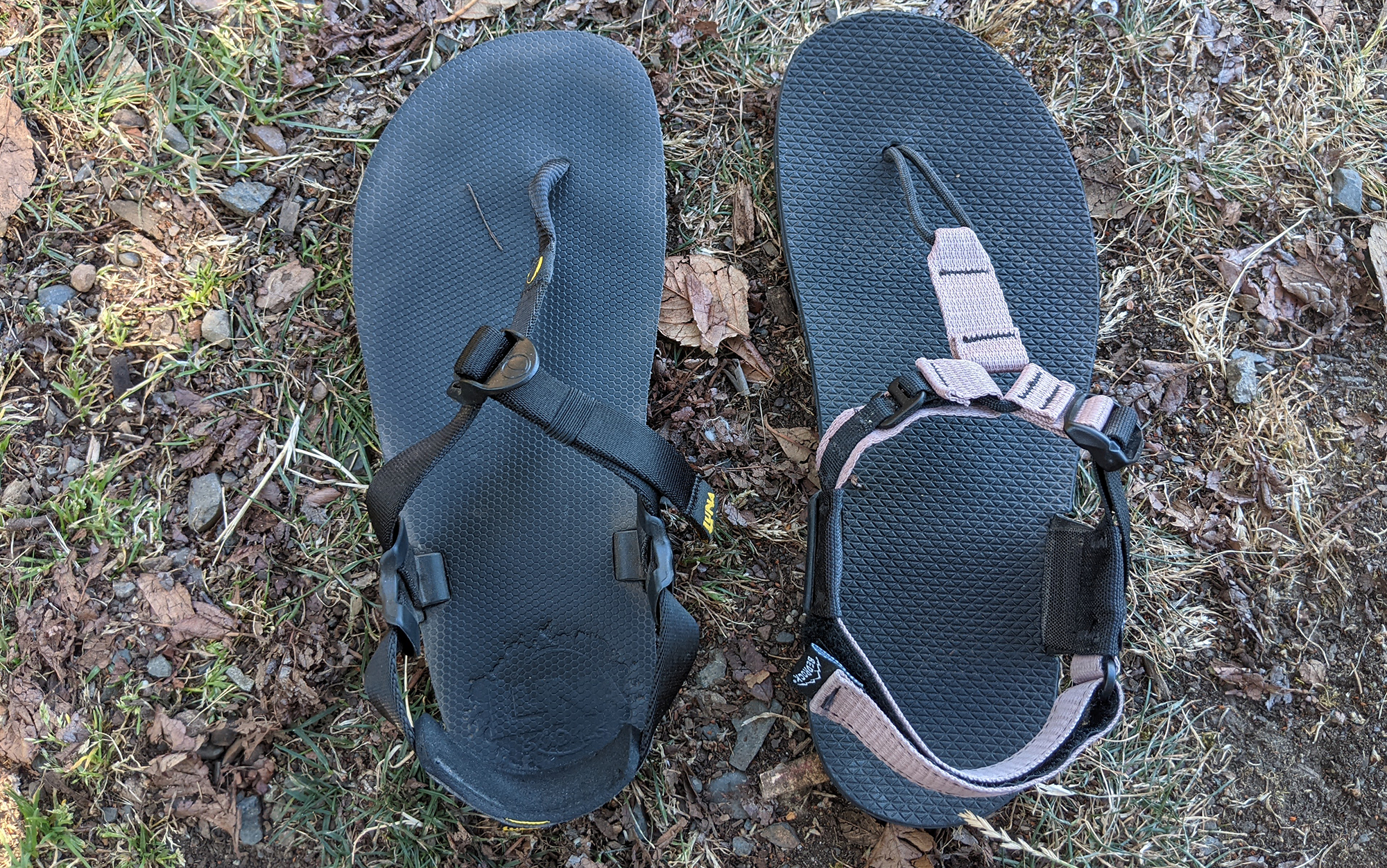You can’t go wrong when choosing between the Bedrock Cairn Adventure Sandals (right) and Luna Middle Bear Sandals (left).