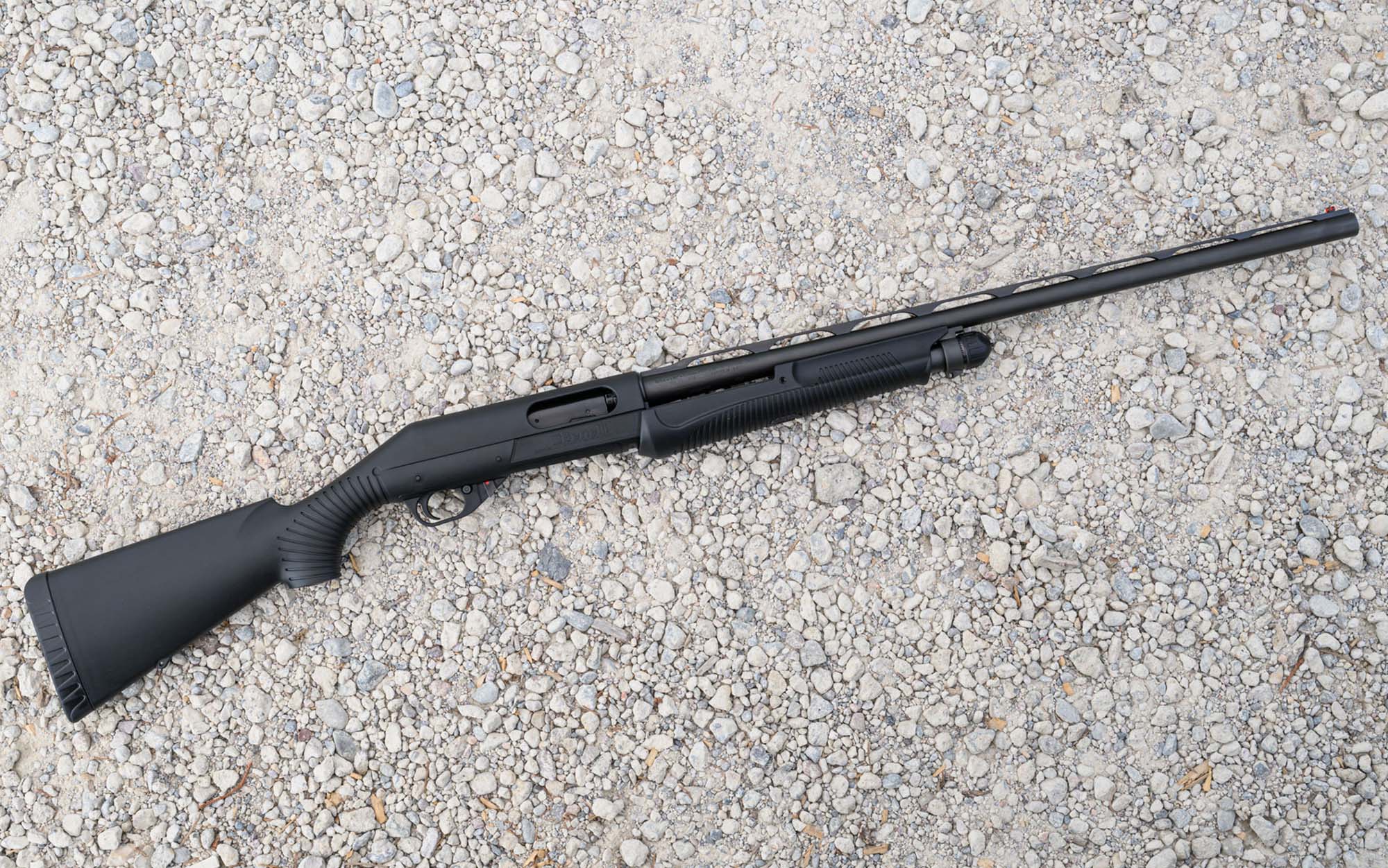 The Benelli Nova pump shotgun.