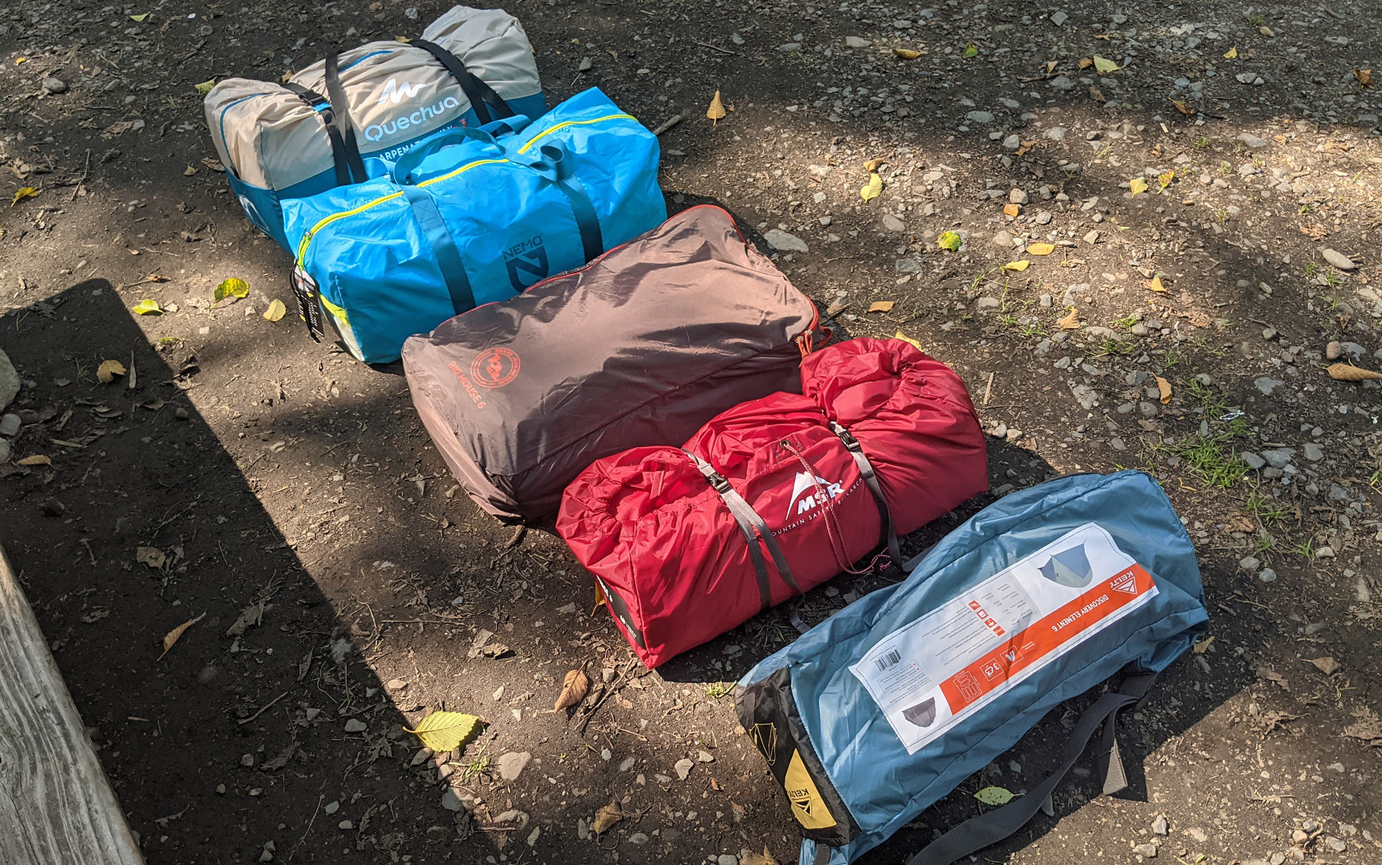 The best 6 person tents for testing lined up.