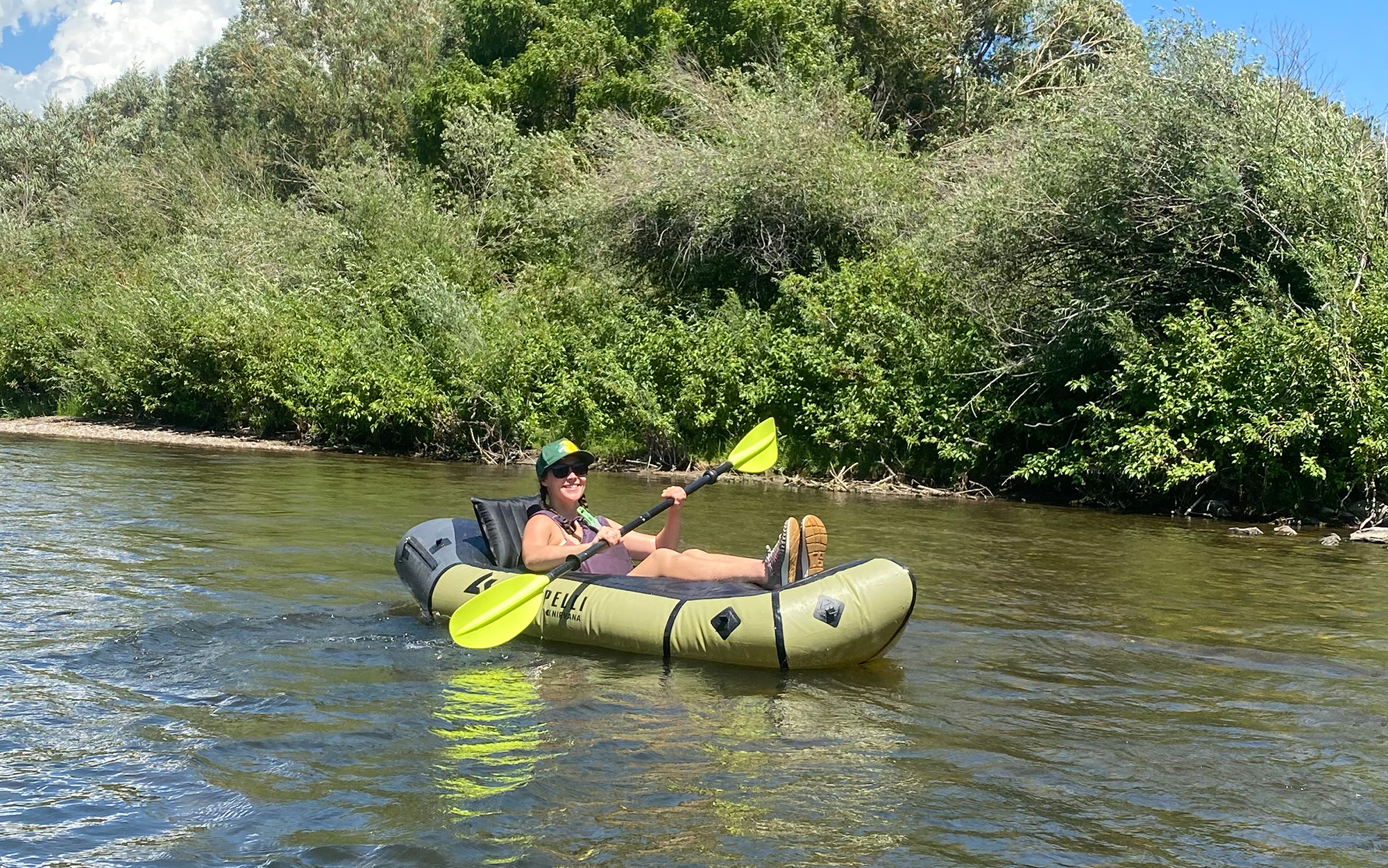 I kicked my feet up on top of a cooler for a comfortable river day.