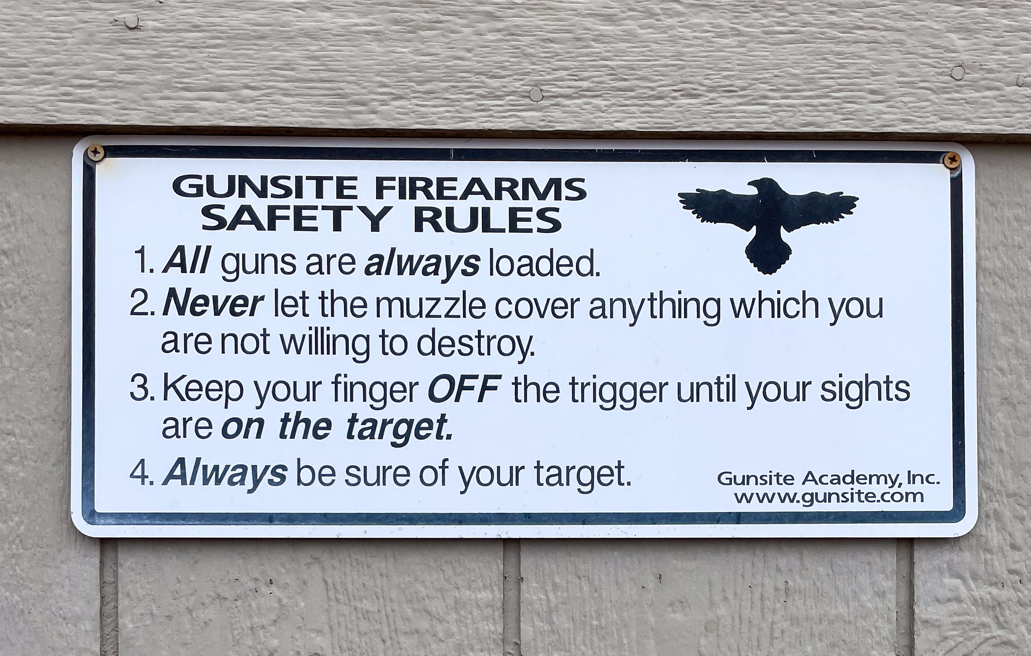 Gunsite Academy's firearms safety rules