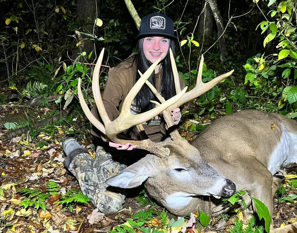 Teen hunter tags big crossbow buck.