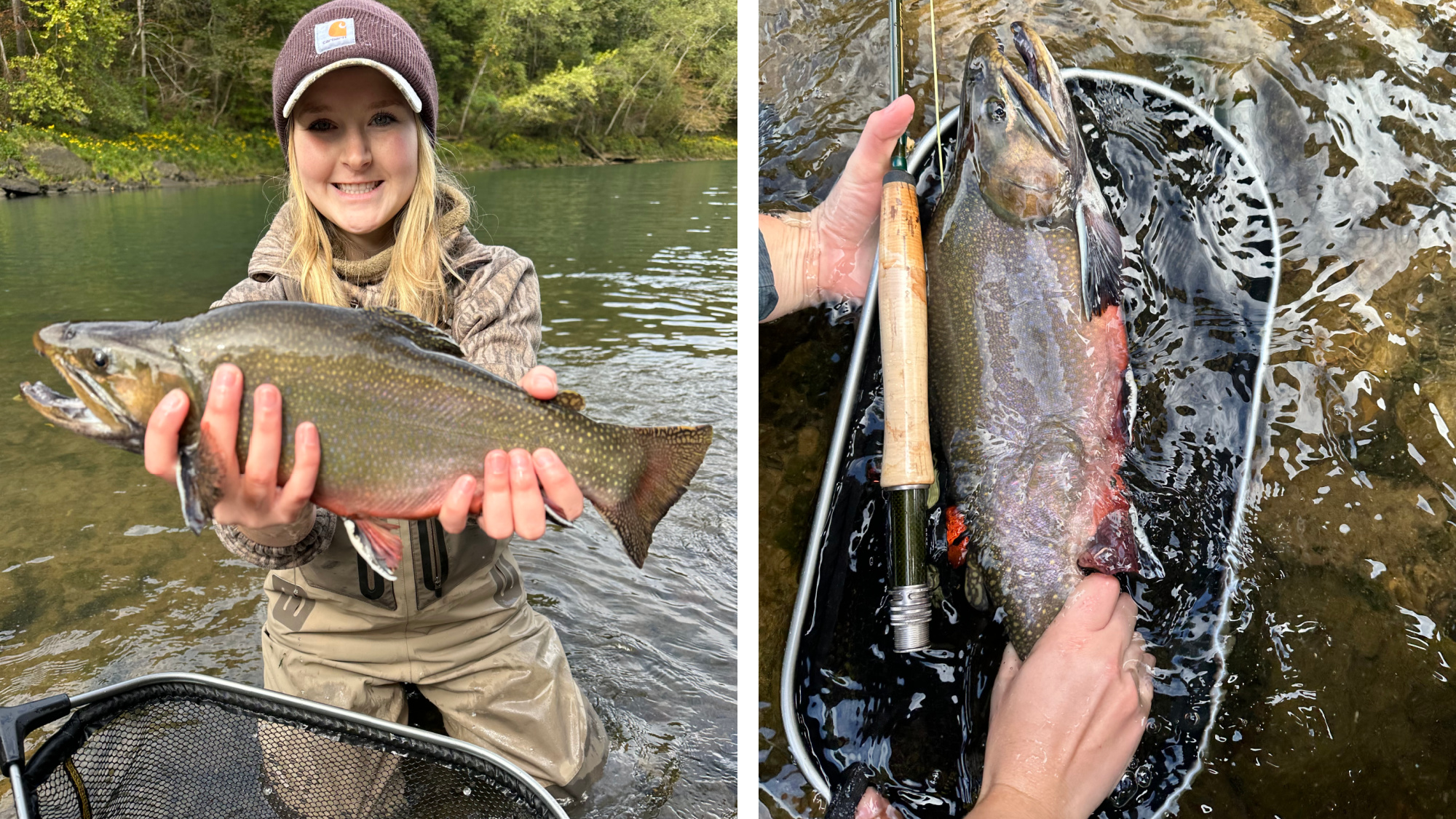 megan gray with a large brook trout
