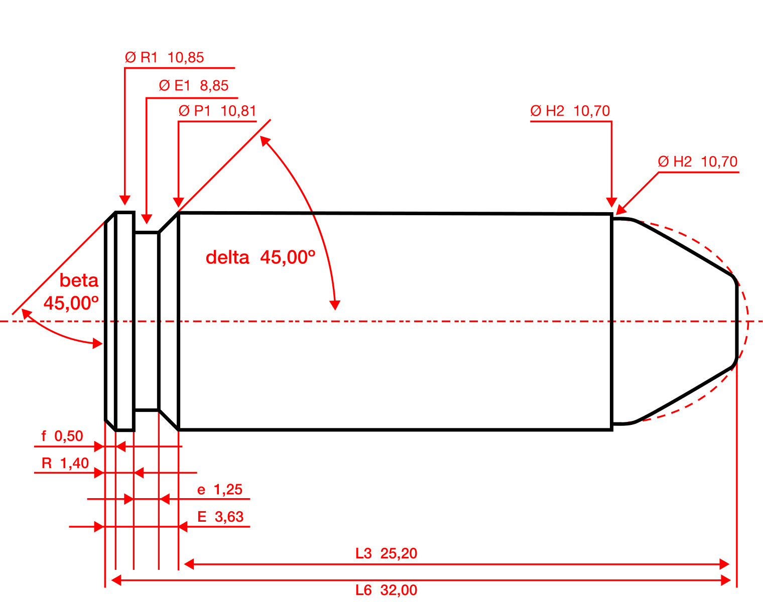 10mm auto cartridge drawing
