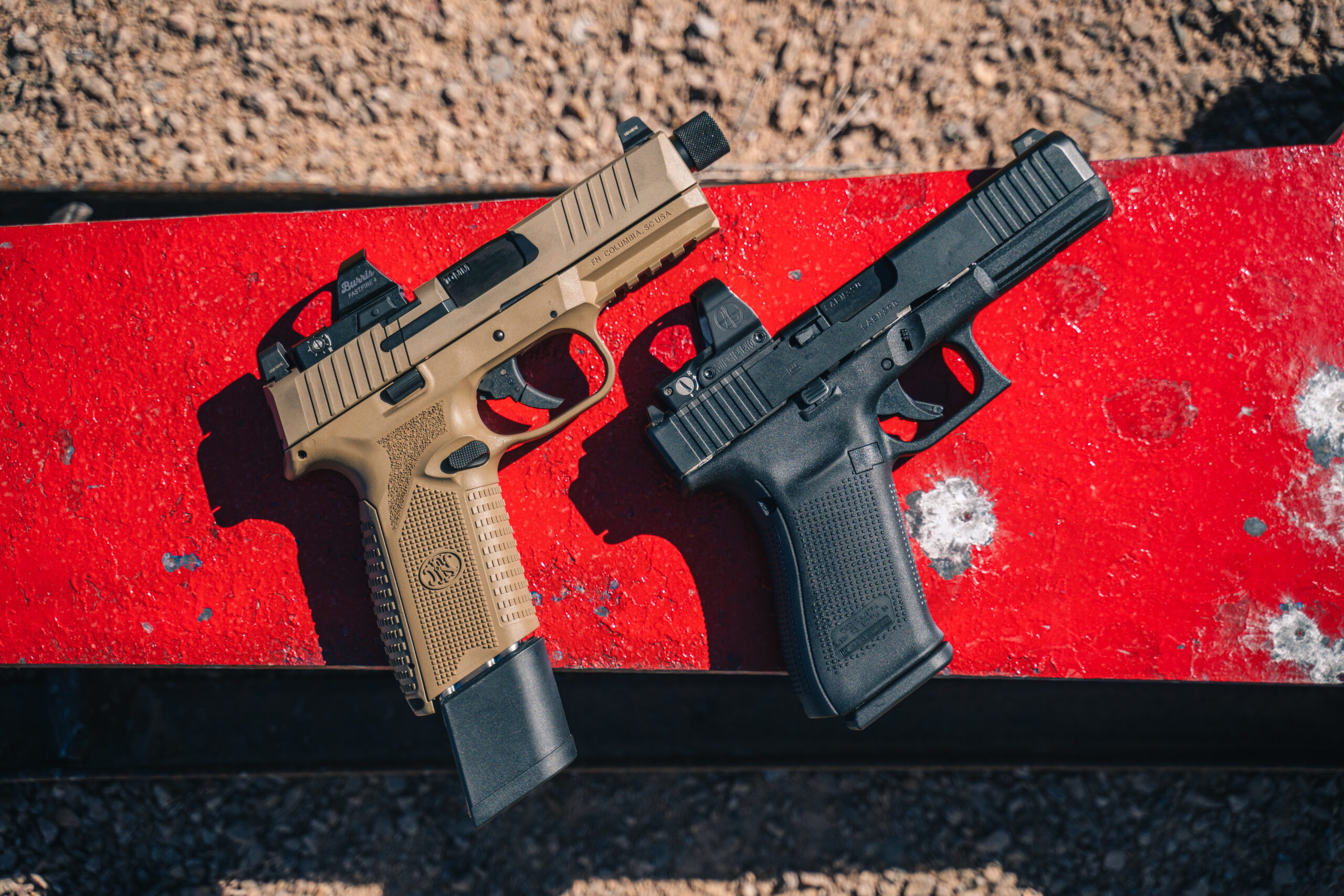 FN and Glock 10mm pistols