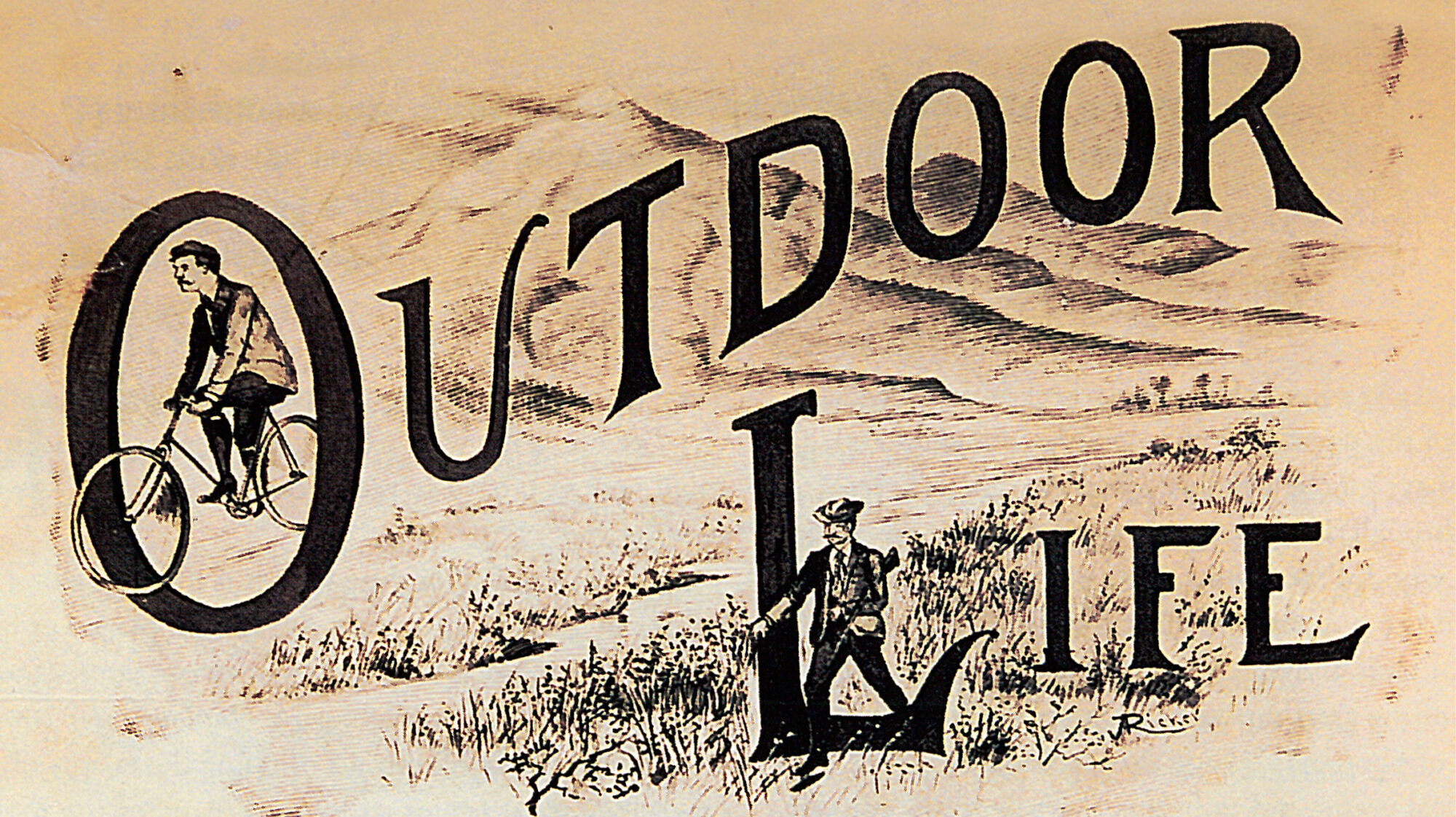 The cover art on the January 1898 issue of Outdoor Life.