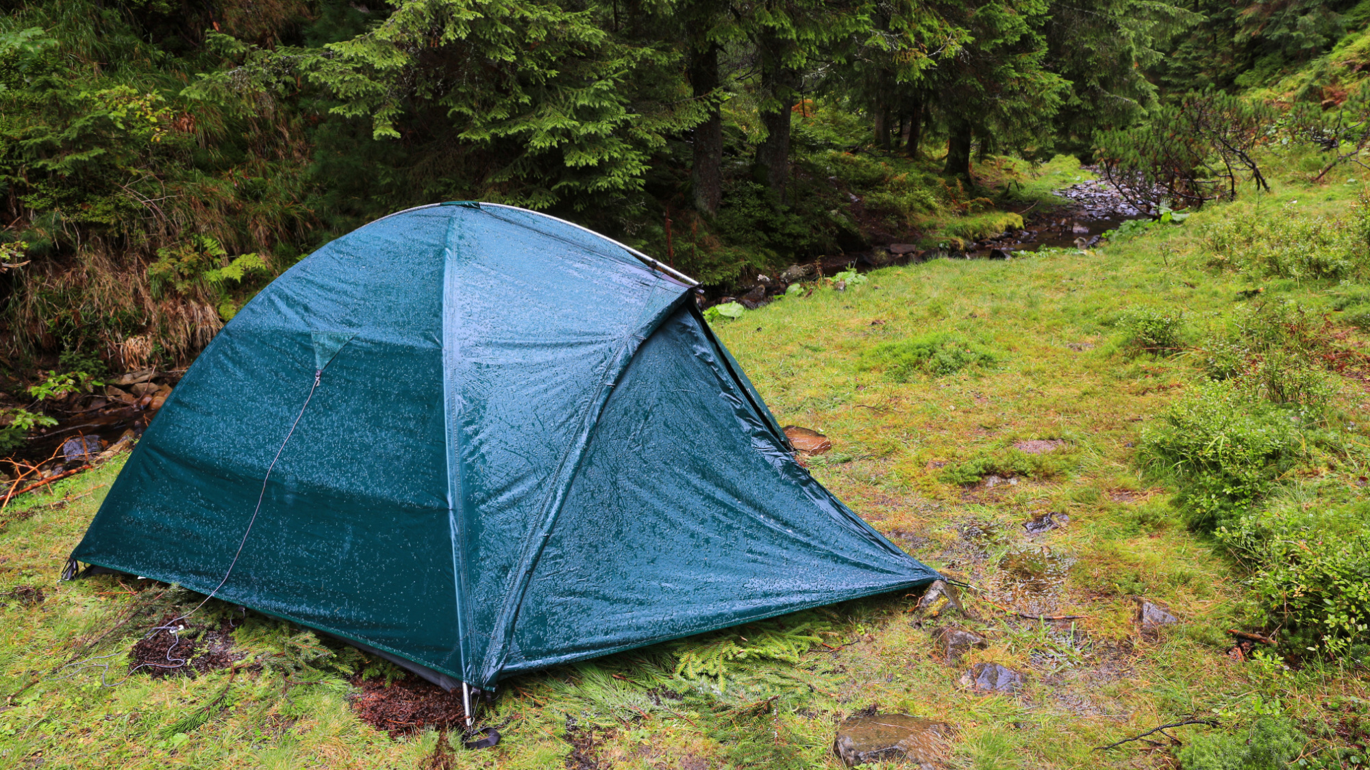 tent camping in rain