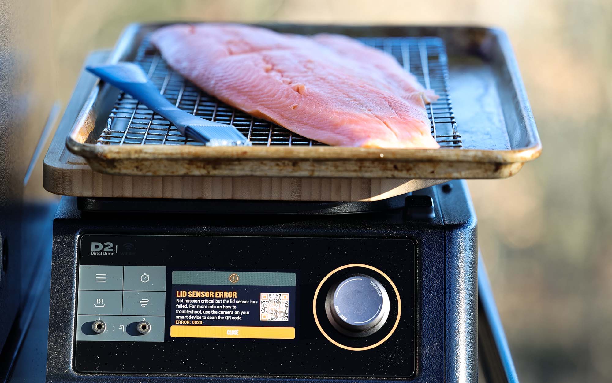 The Traeger Timberline XL provided easy-to-follow prompts to fix this touchscreen error.