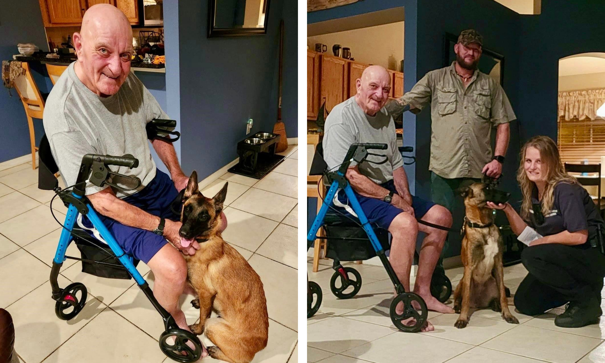 Navy SEAL Tom Malak with Belgian Malinois Nikki and trapper Jay Gerrish