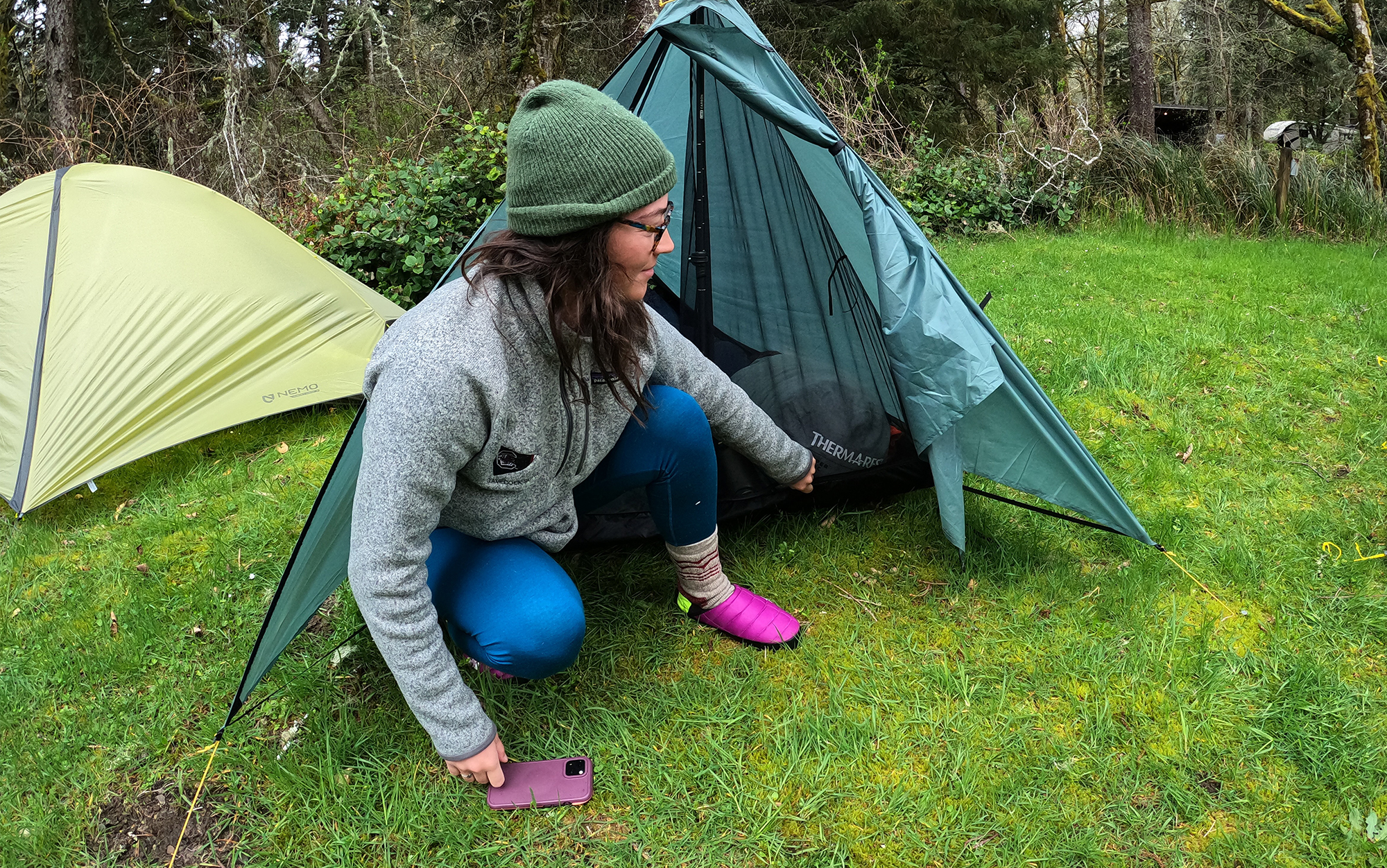 The Better Sweater is warm and comfortable in a variety of conditions, including camping along the Oregon coast in chilly spring conditions.