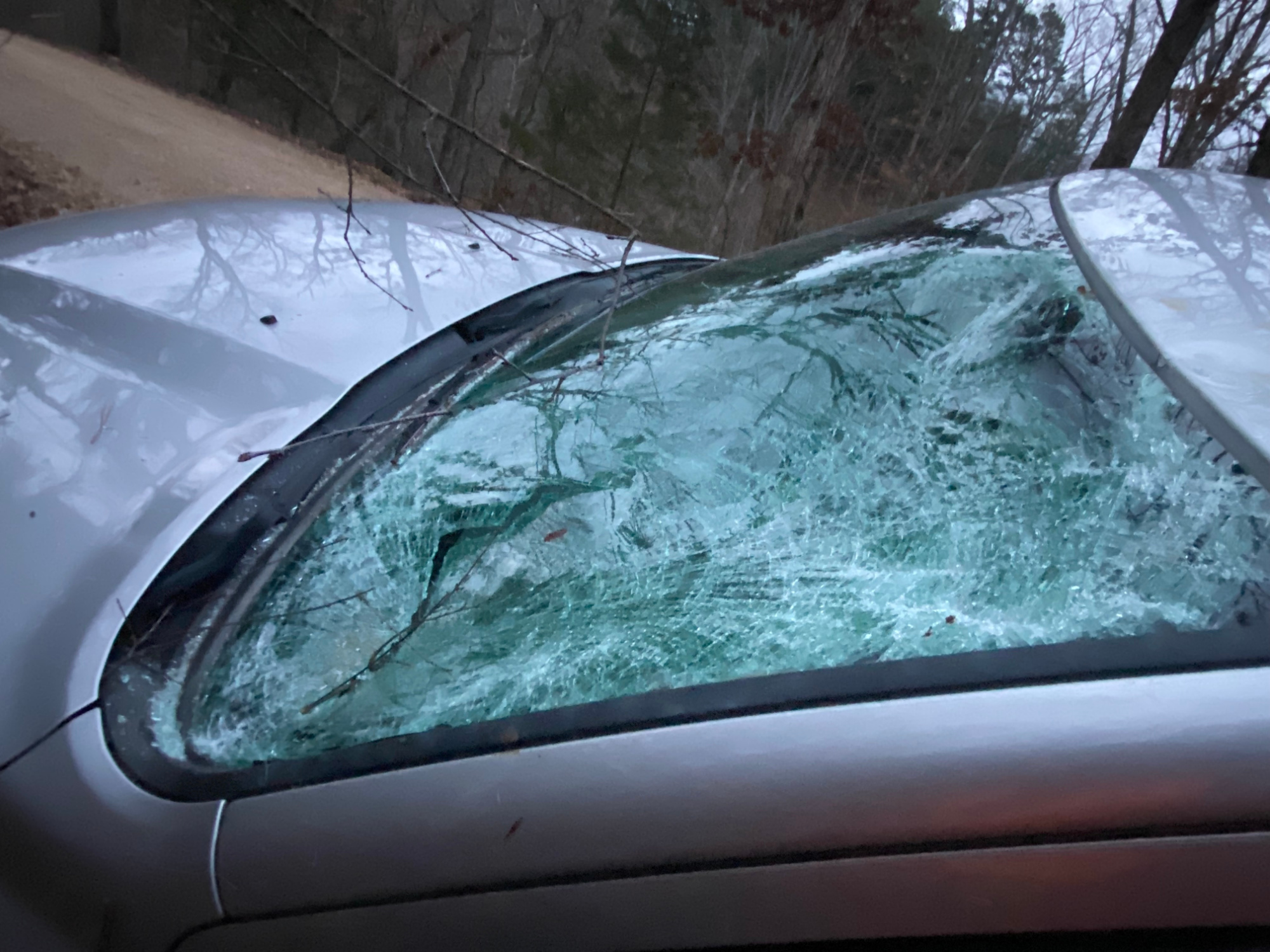 shattered windshield on truck