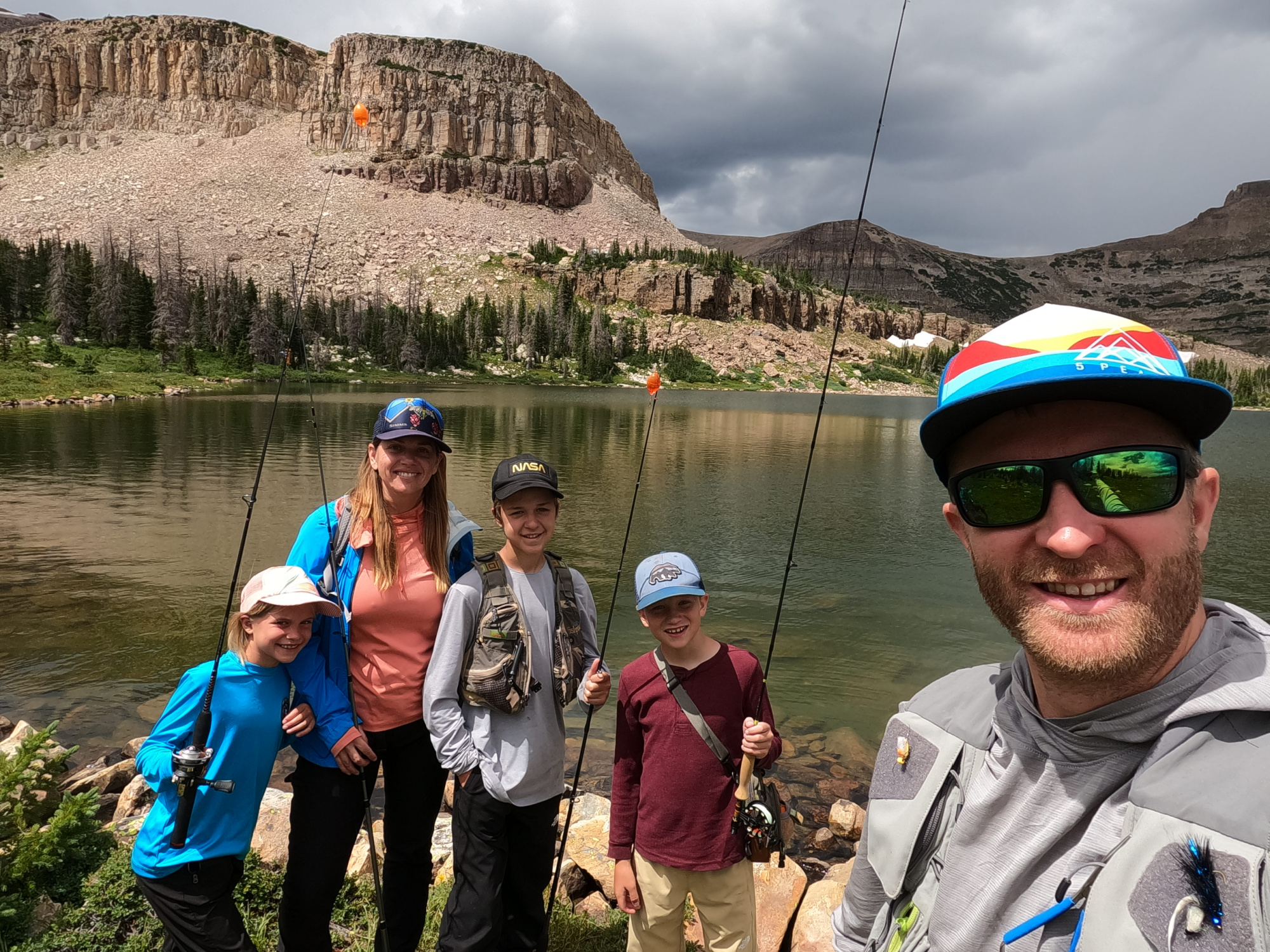 Brian Beckstead and his family fish at a lake in Utah.