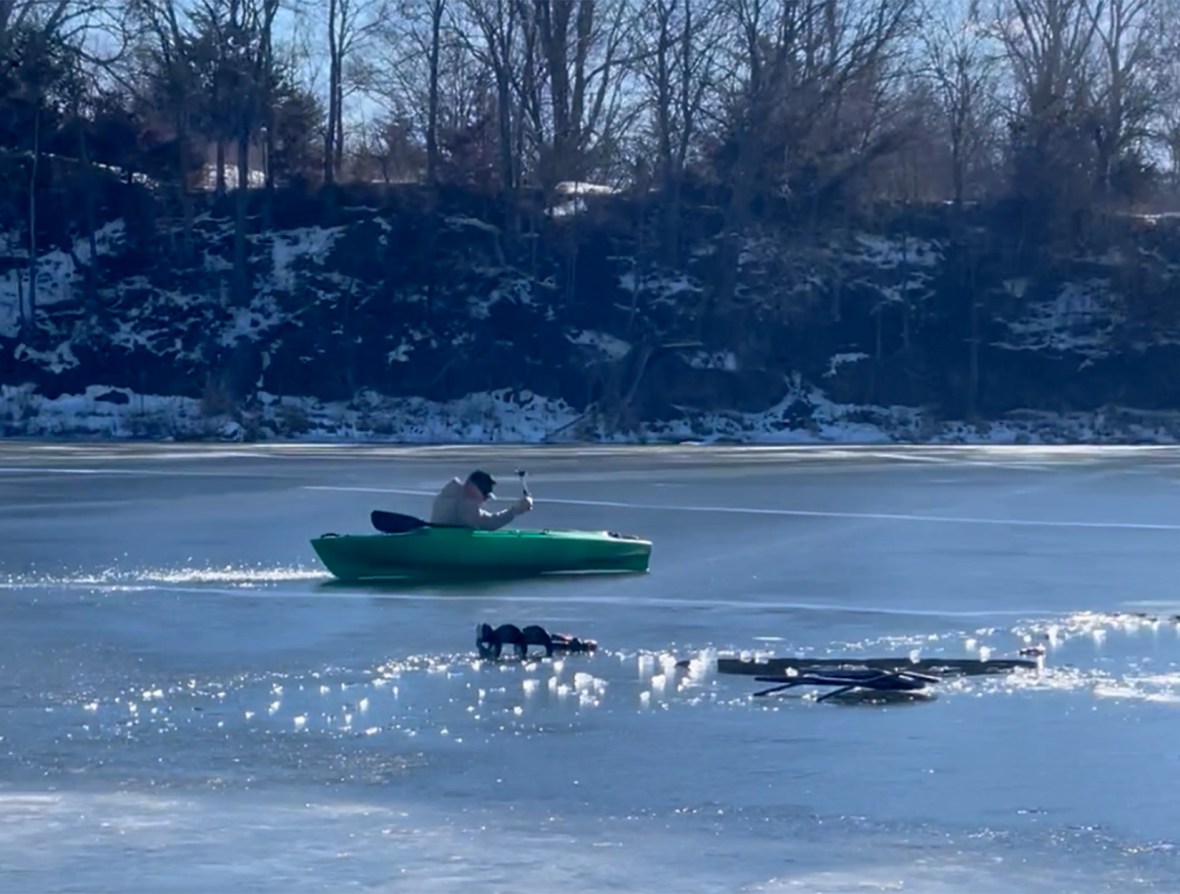 Watch Ice Fisherman Rescues Angler, Recovers Fish Finder