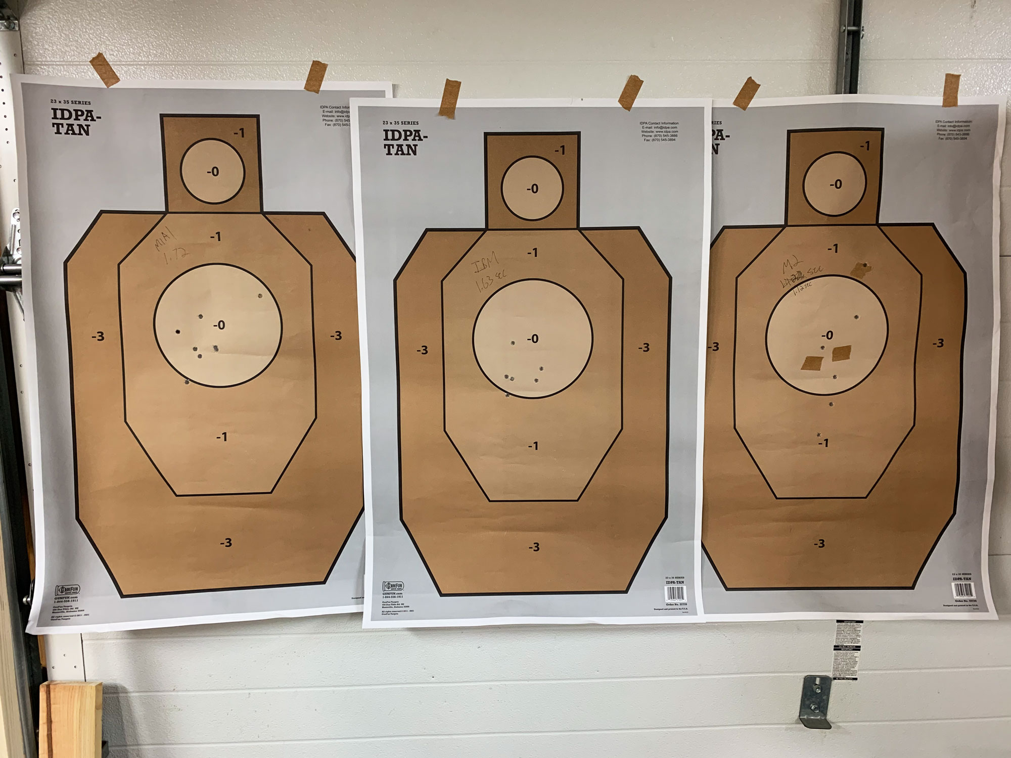Bill Drill targets with M1, M1A1, and M2 carbines