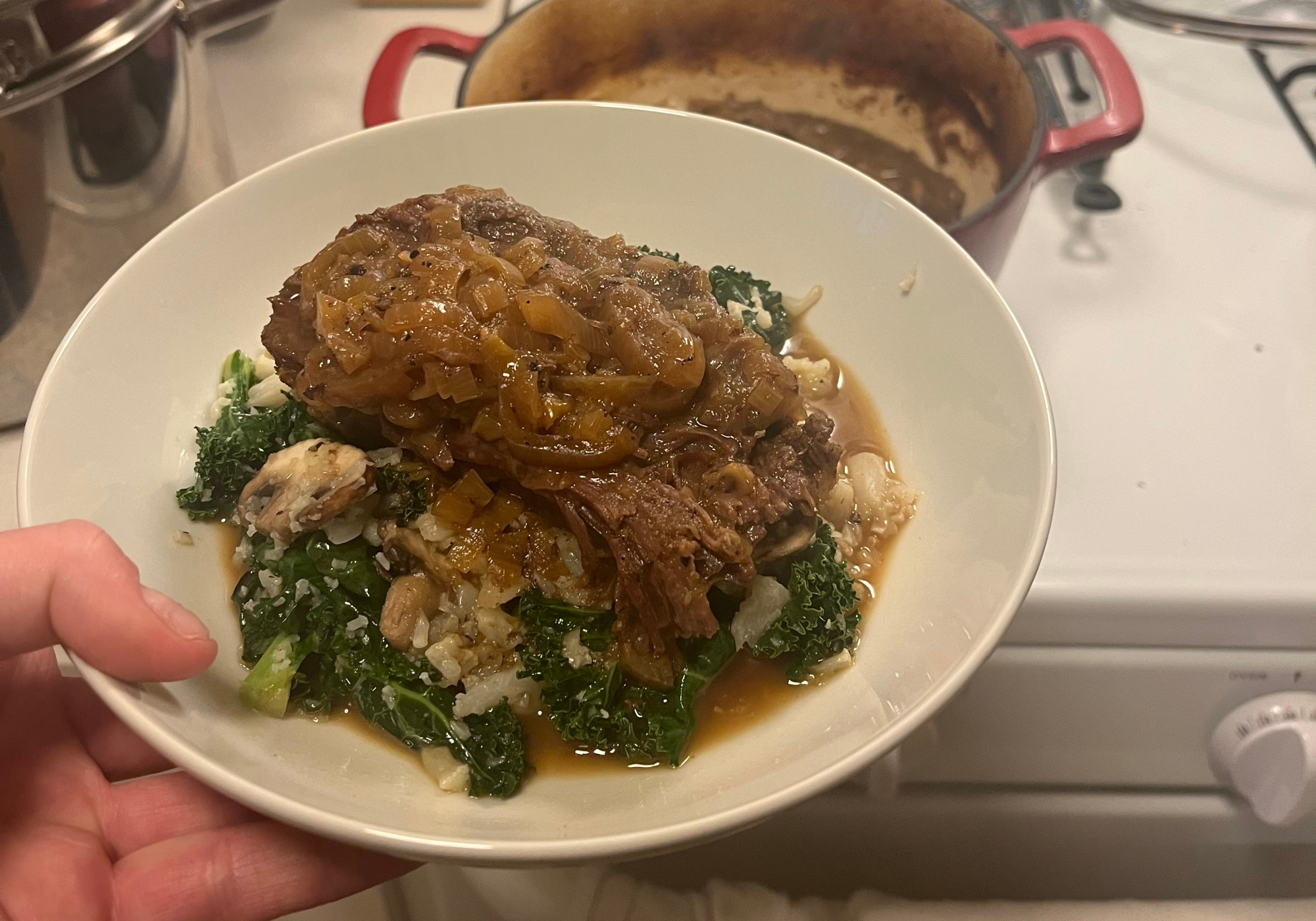 A braised dish made with old elk meat.