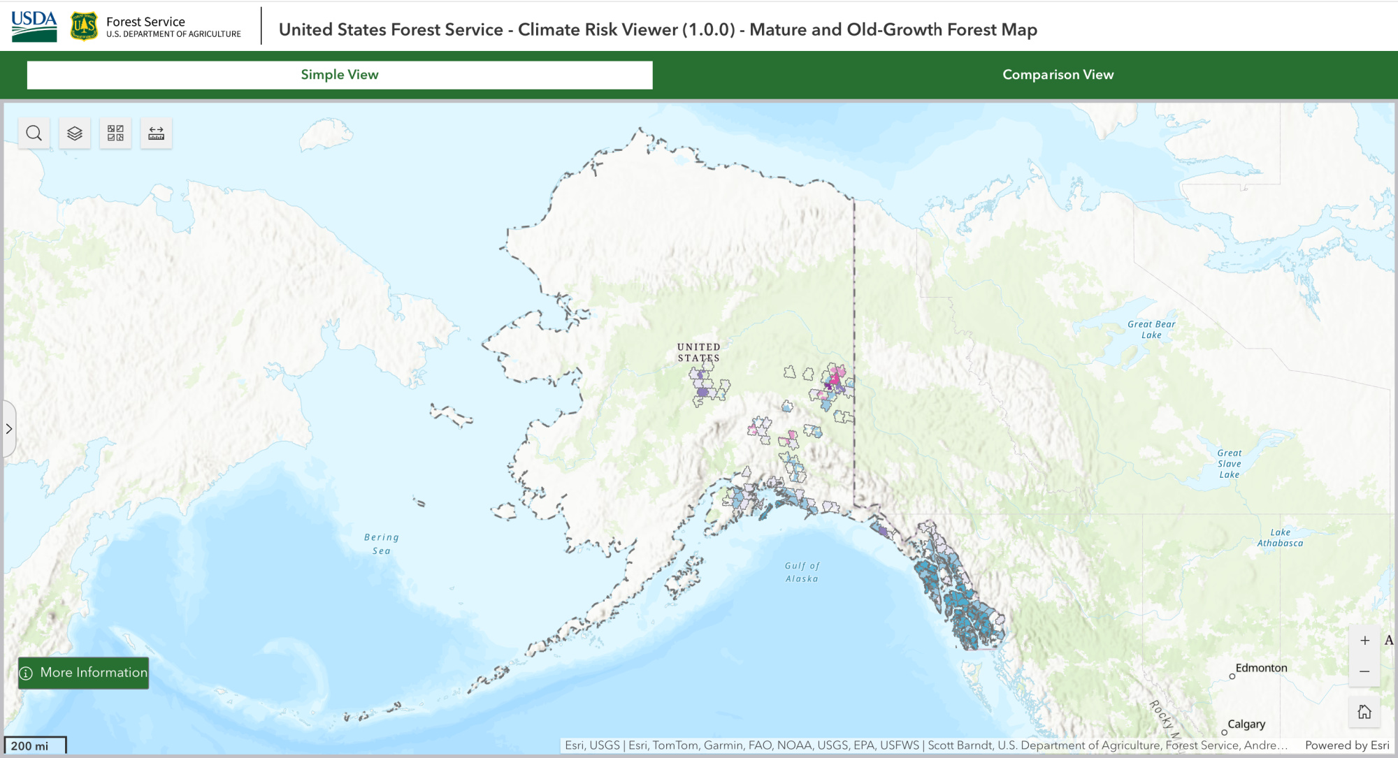 A map of Alaska shows where old growth and mature forests are.