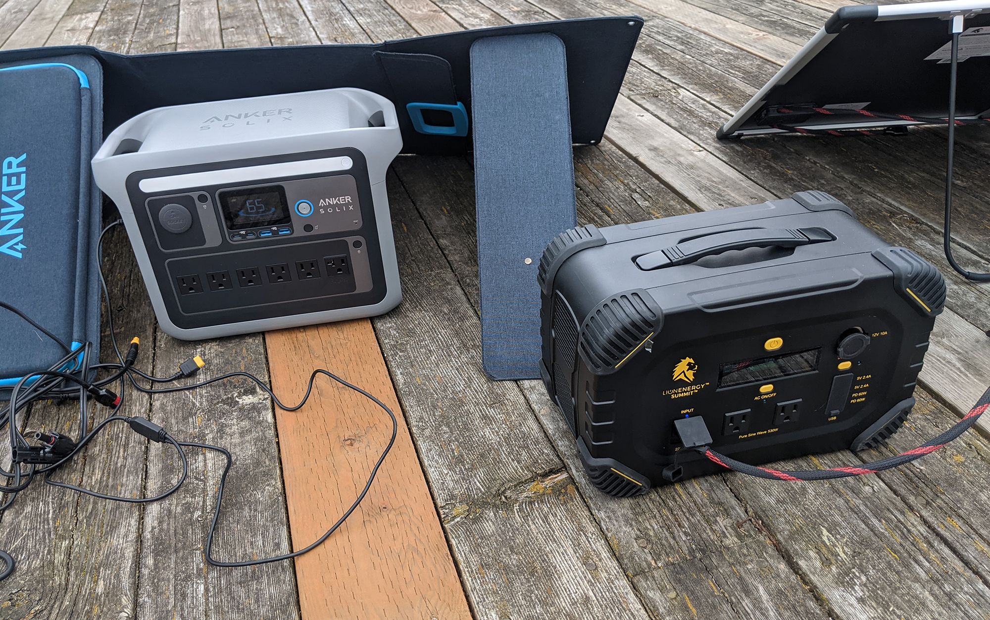 I needed two different power stations to test portable solar panels from Anker and Lion Energy, because their solar panel connector types made it difficult to mix and match. 