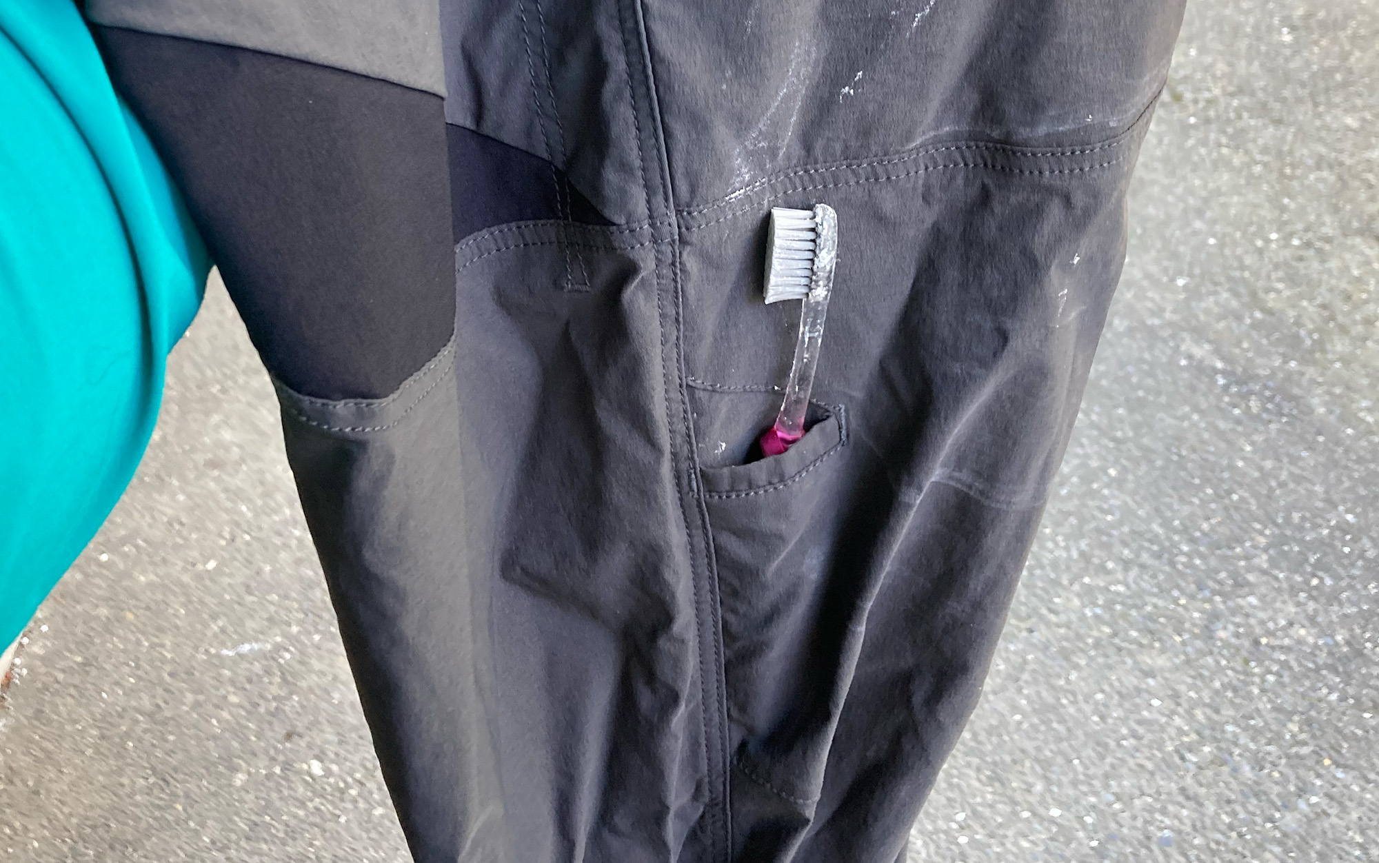 The Talus climbing pants feature a brush pocket.