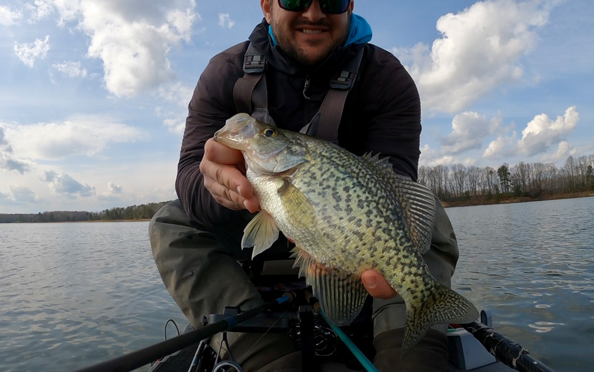 Author holds crappie caught on one of the best spinning rods under $100.