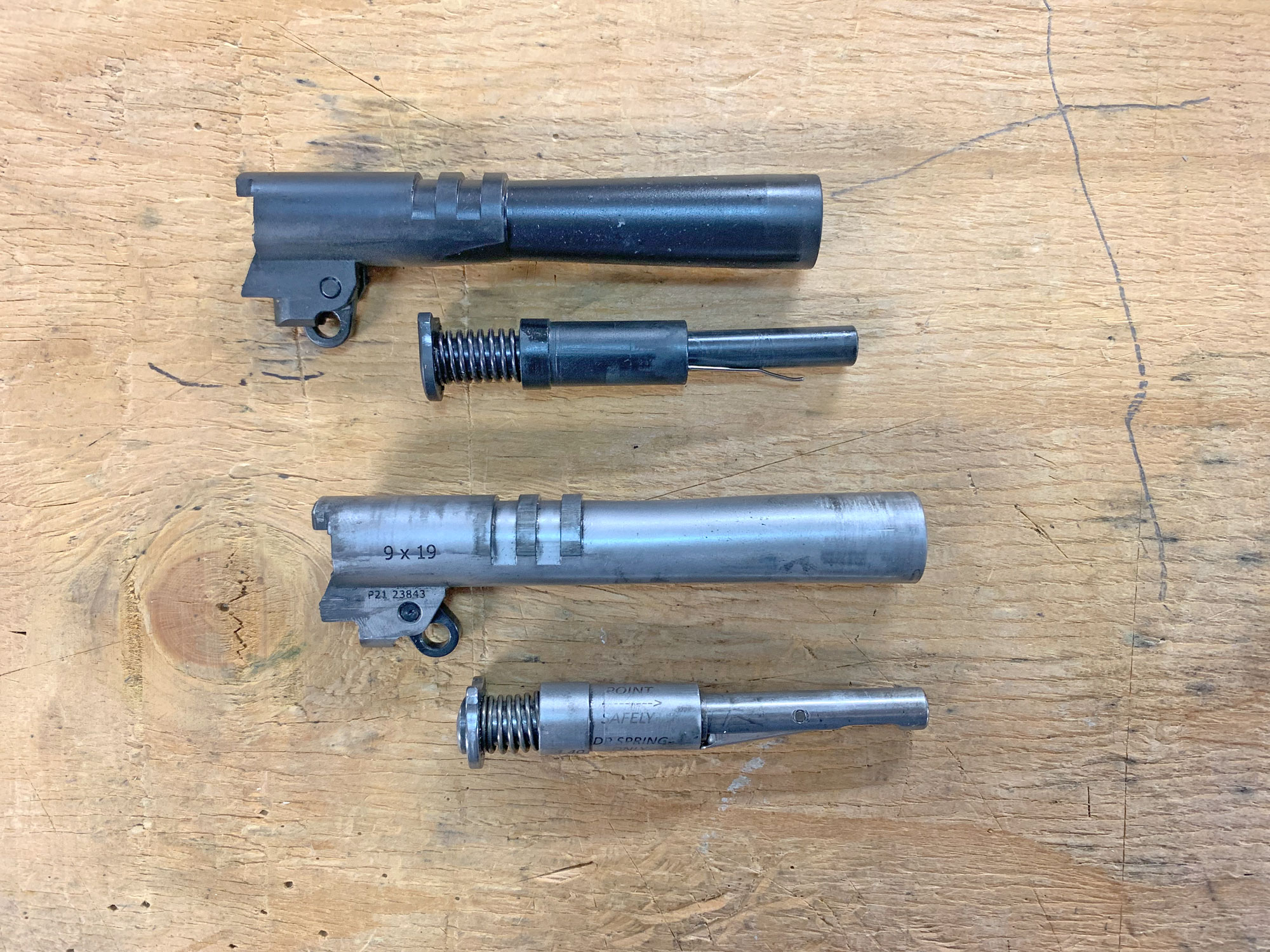 MAC 9 DS barrel and recoil assembly vs Staccato P