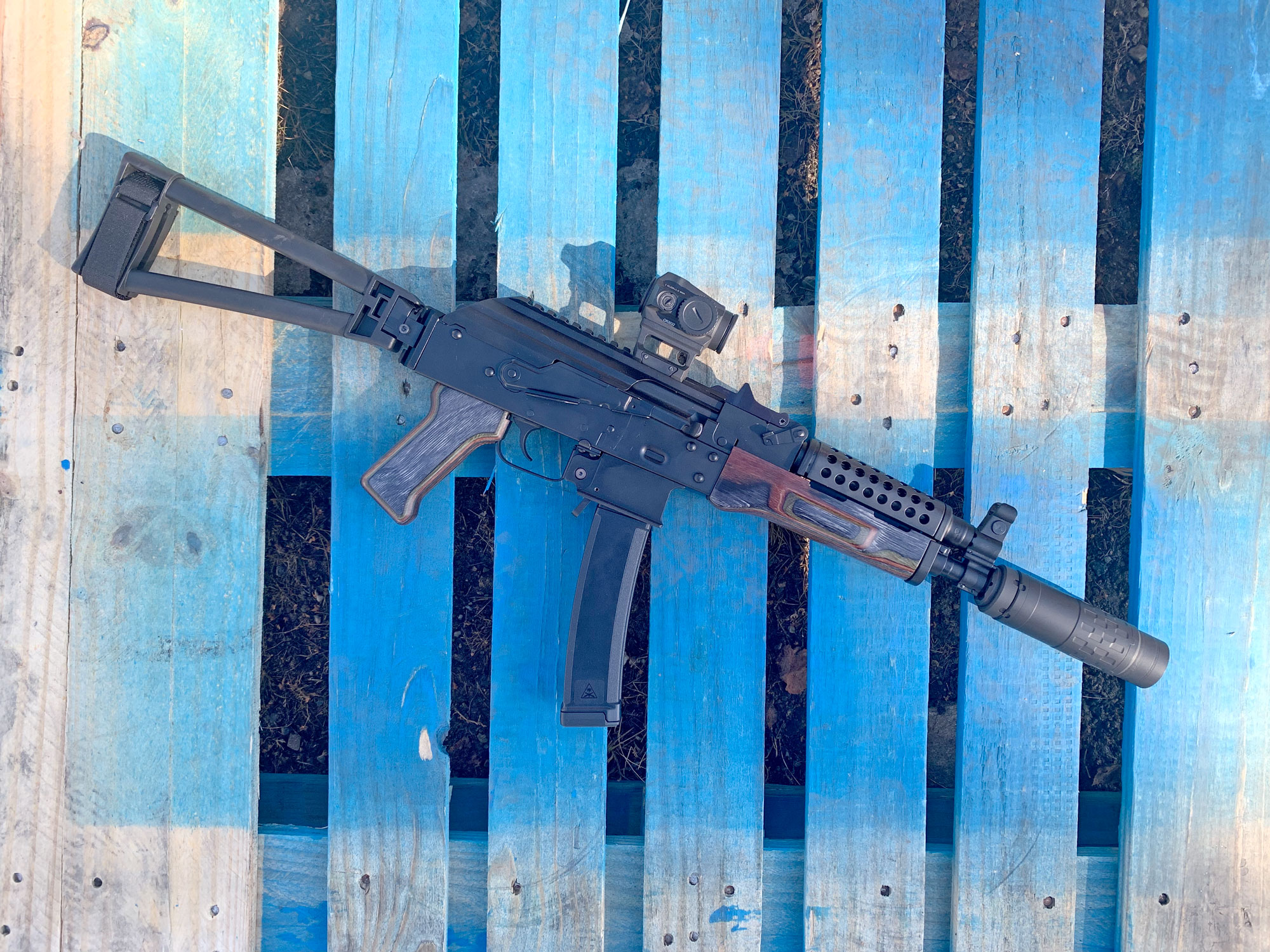 Palmetto AK-V 9mm with 3-lug mount and Omega 36M
