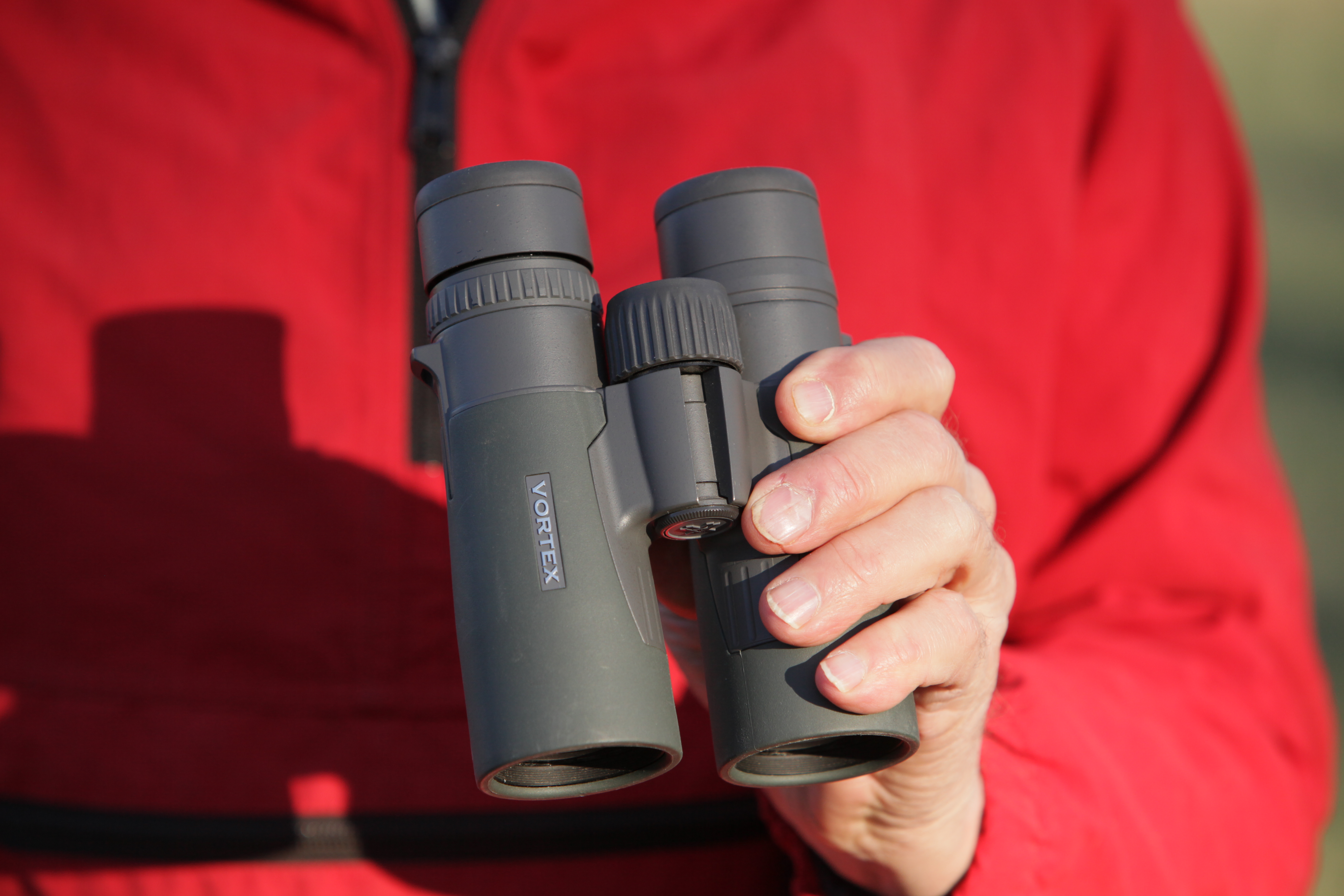 The Razor HD binoculars being testing in the field while bird watching. 