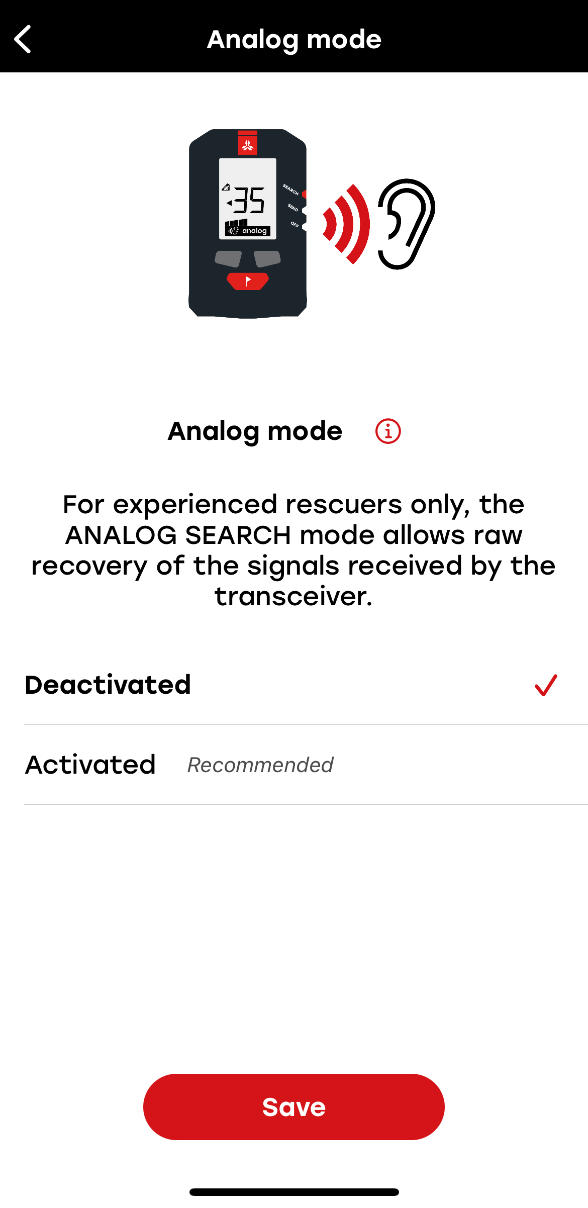 You can select analog mode in Arva's app.