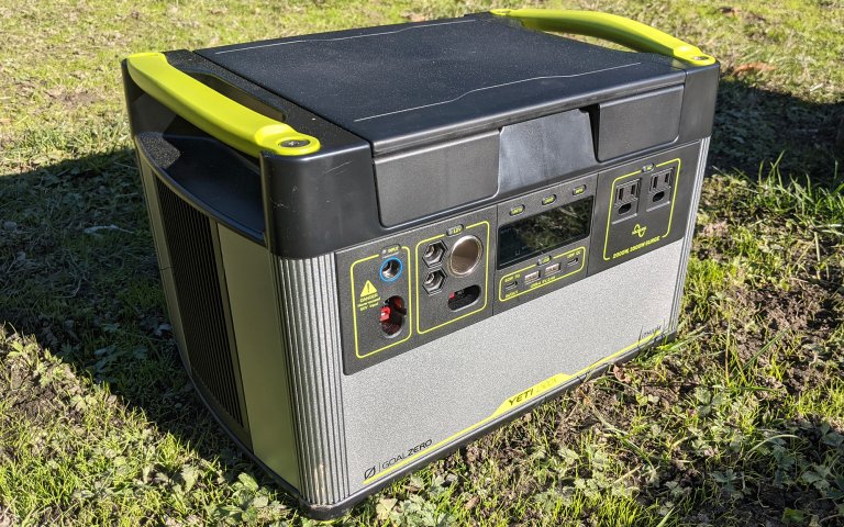 Goal Zero Yeti 1500X sitting on grassy field