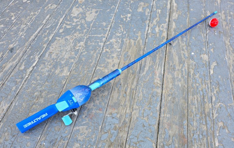 A blue kid's fishing pole