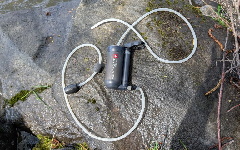 Katadyn Hiker Pro sitting on a rock