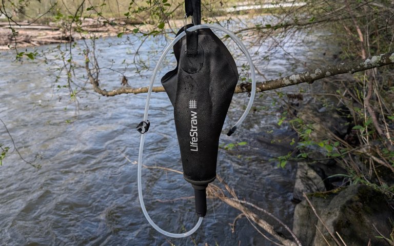 LifeStraw Gravity with a river in the background
