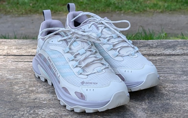 Merrell Moab Speed 2 GTX sitting on a wooden bench