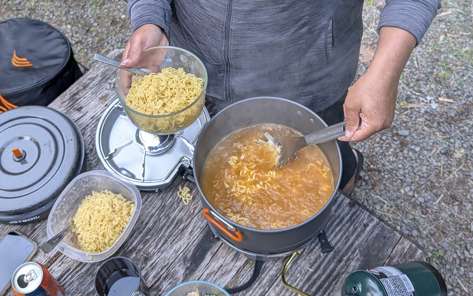 cooking ramen in JetBoil Genesis
