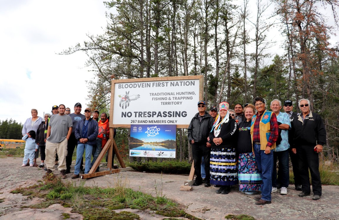 The Bloodvein First Nation stands next to a no-trespassing sign aimed at non-Indigenous hunters.