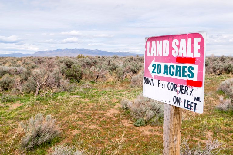 A land for sale sign in the Western U.S.