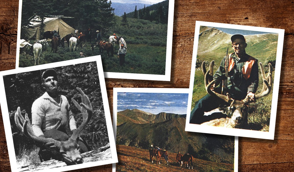 A photo illustration of four vintage photos scattered on a table.