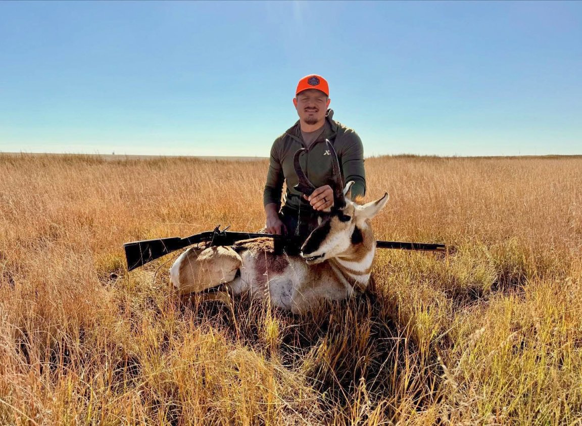 A hunter with a flintlock rifle in Kansas