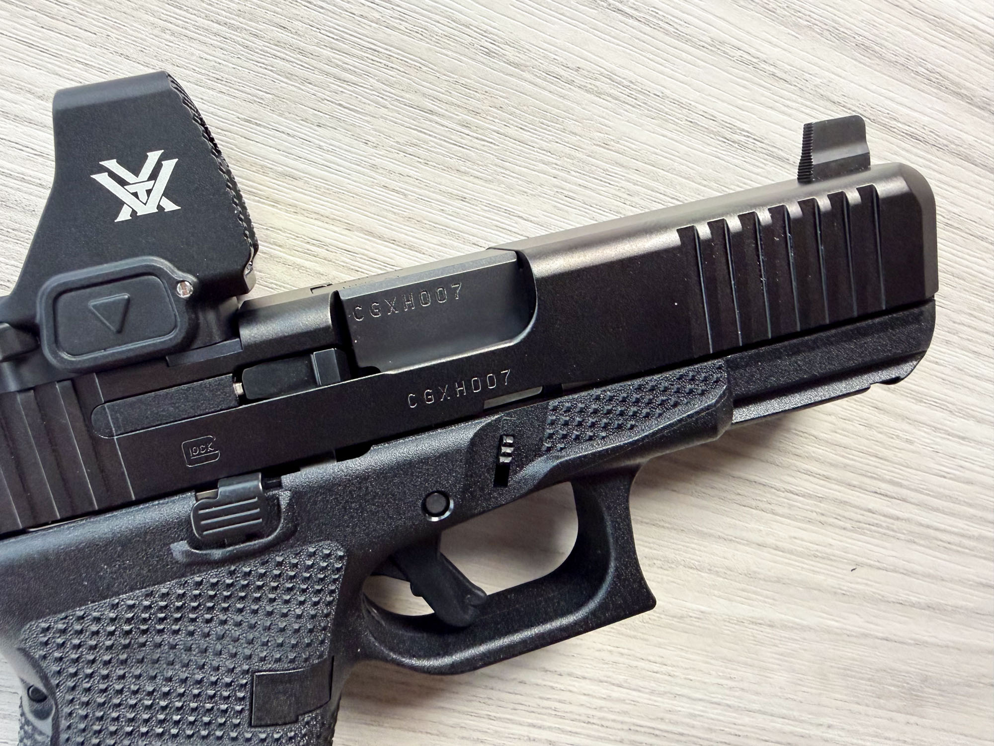 Detail of the Glock Gen 6 thumb rest