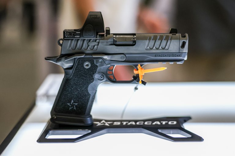 The Staccato C4X on a white table