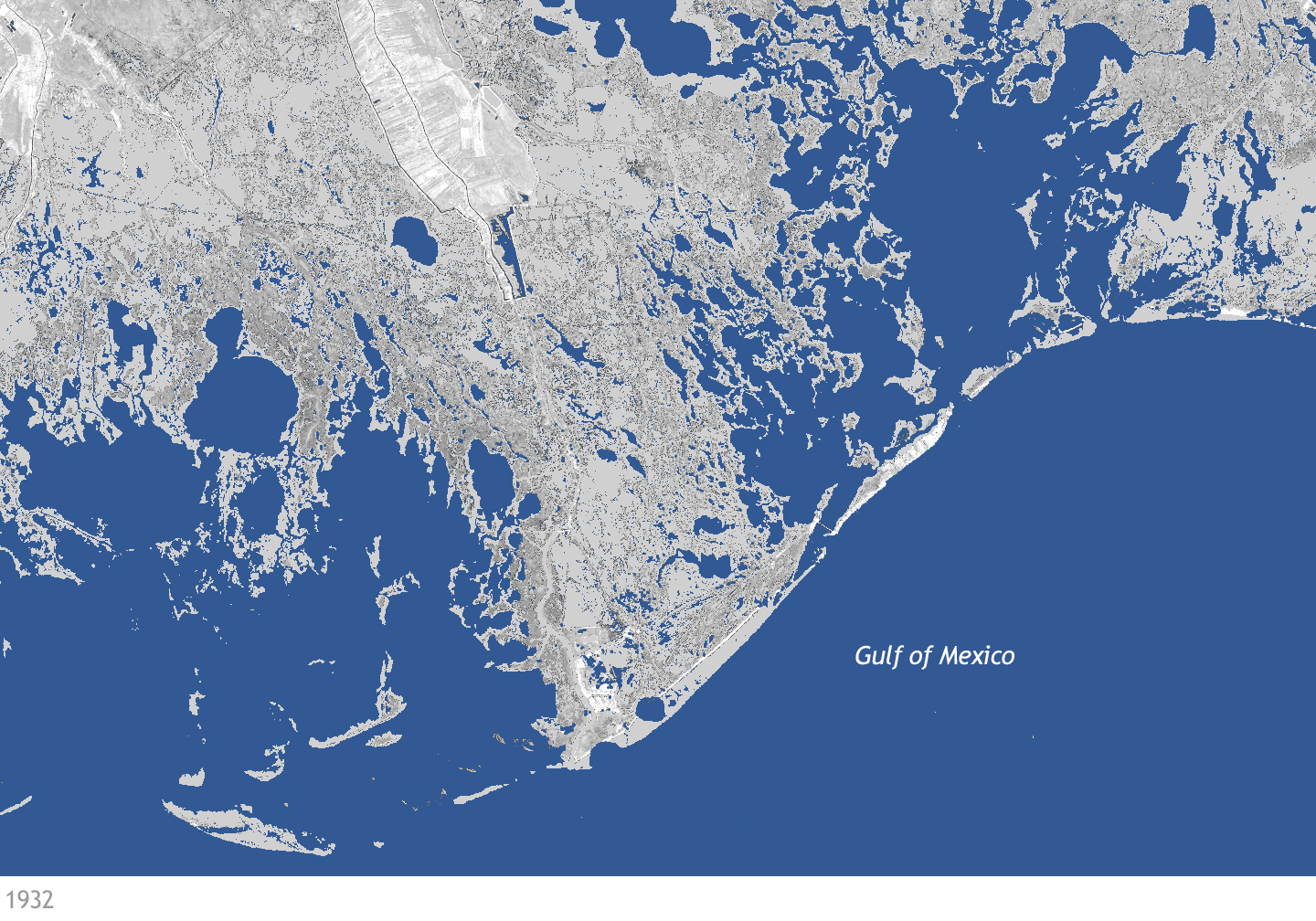 Gif showing coastal erosion of Louisiana.
