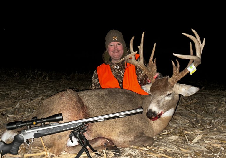 An Iowa hunter with a 14-point buck.