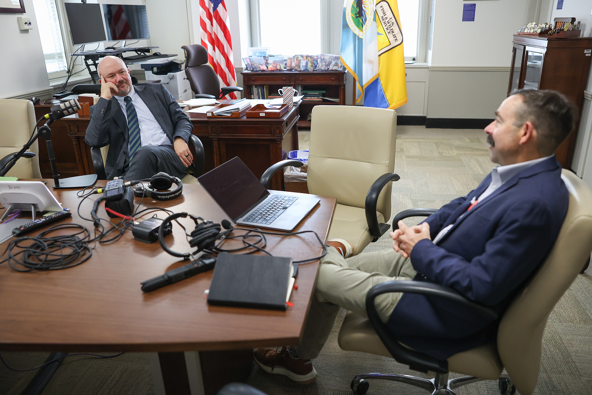 A photo of USFWS director Brian Nesvik and Outdoor Life conservation editor Andrew McKean.