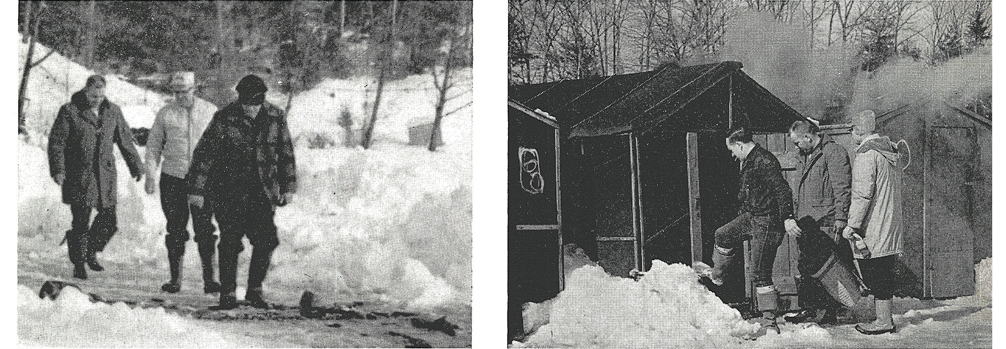 Hanging out at ice fishing camp.