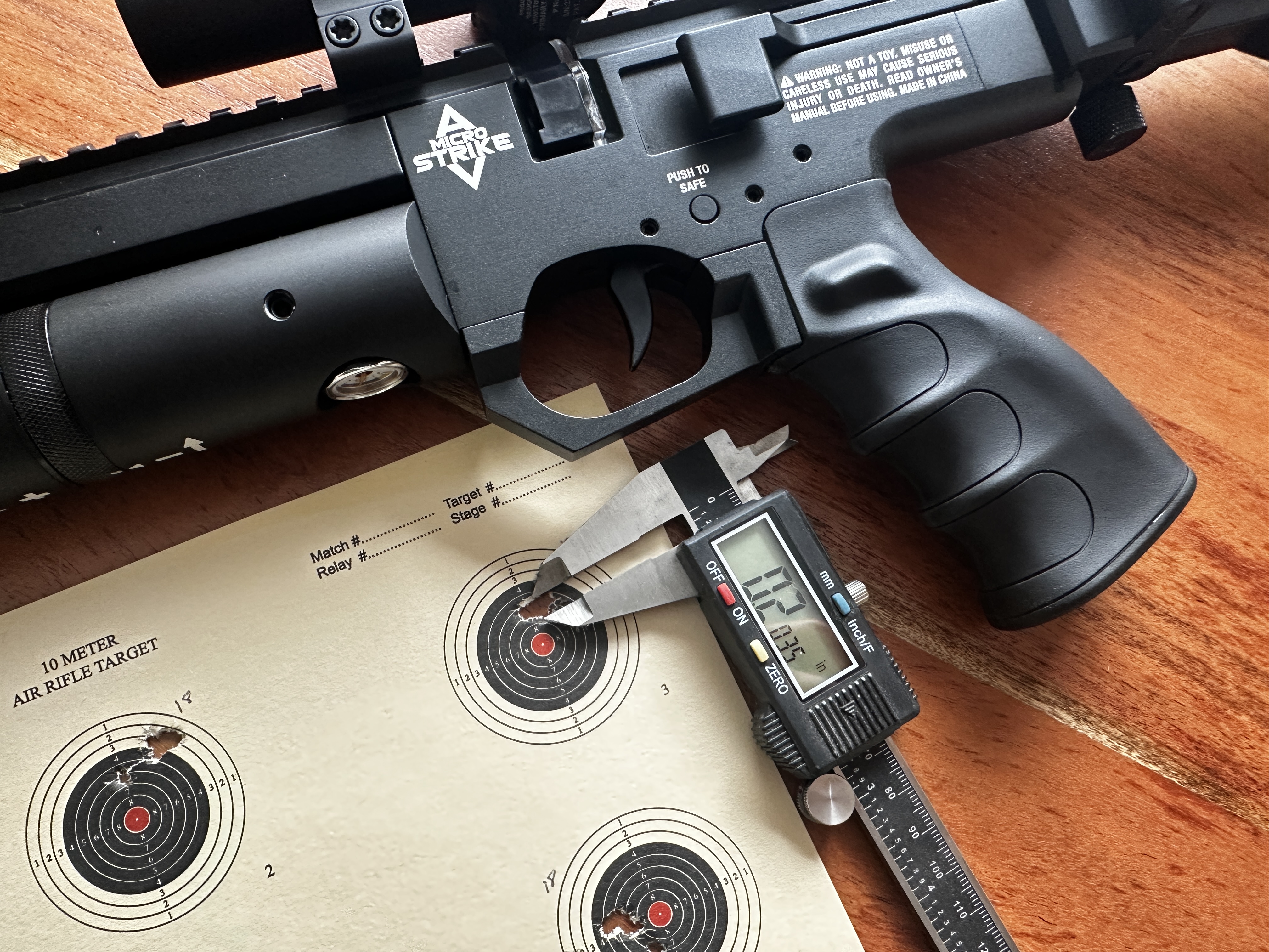 A 25 yard group shot with the Air Venturi Microstrike.