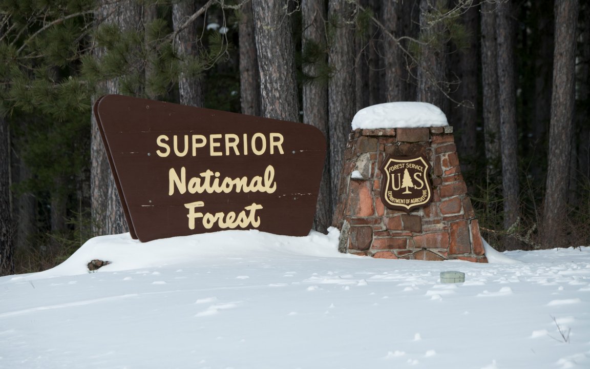 An entry sign in the Superior National Forest.