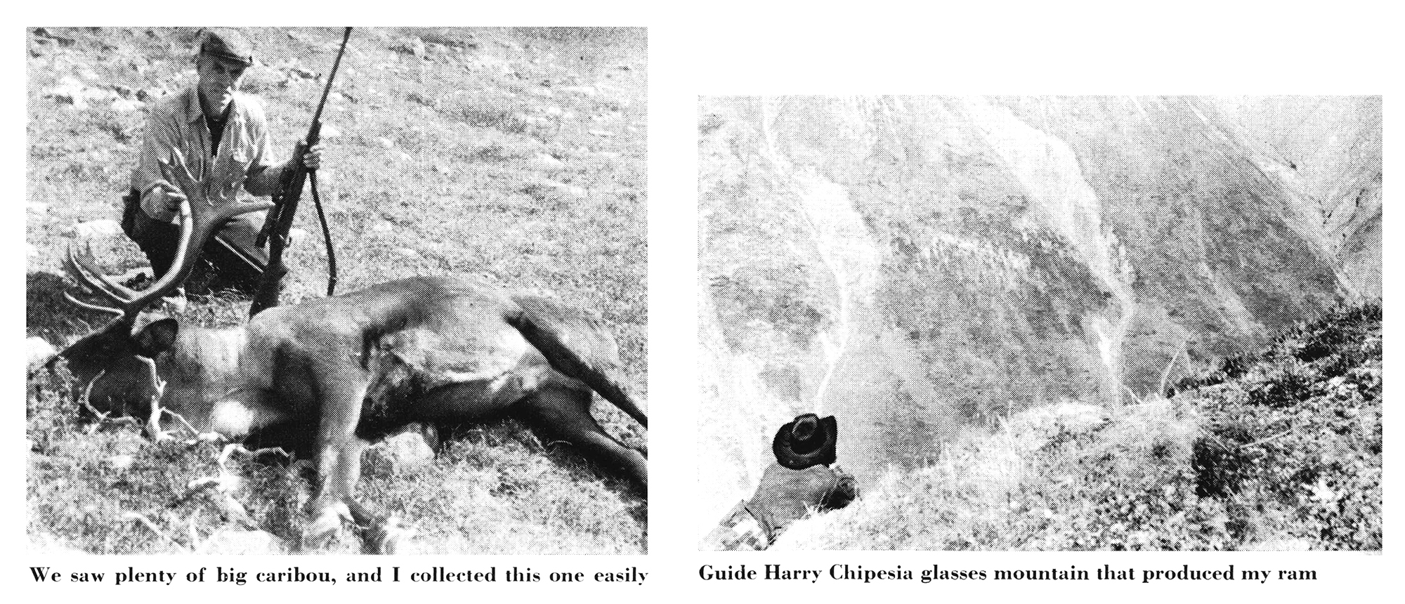 Black and white photos of hunters