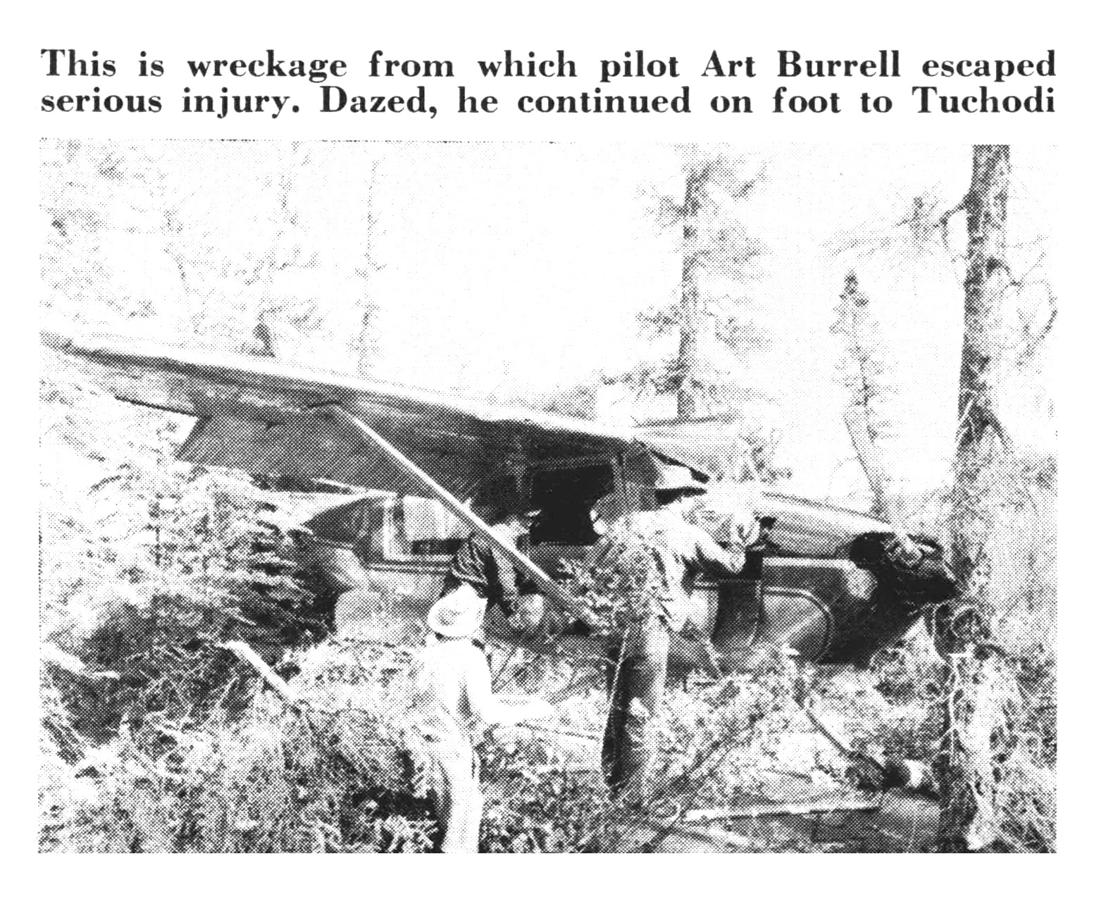 A black and white photo of a plane crash