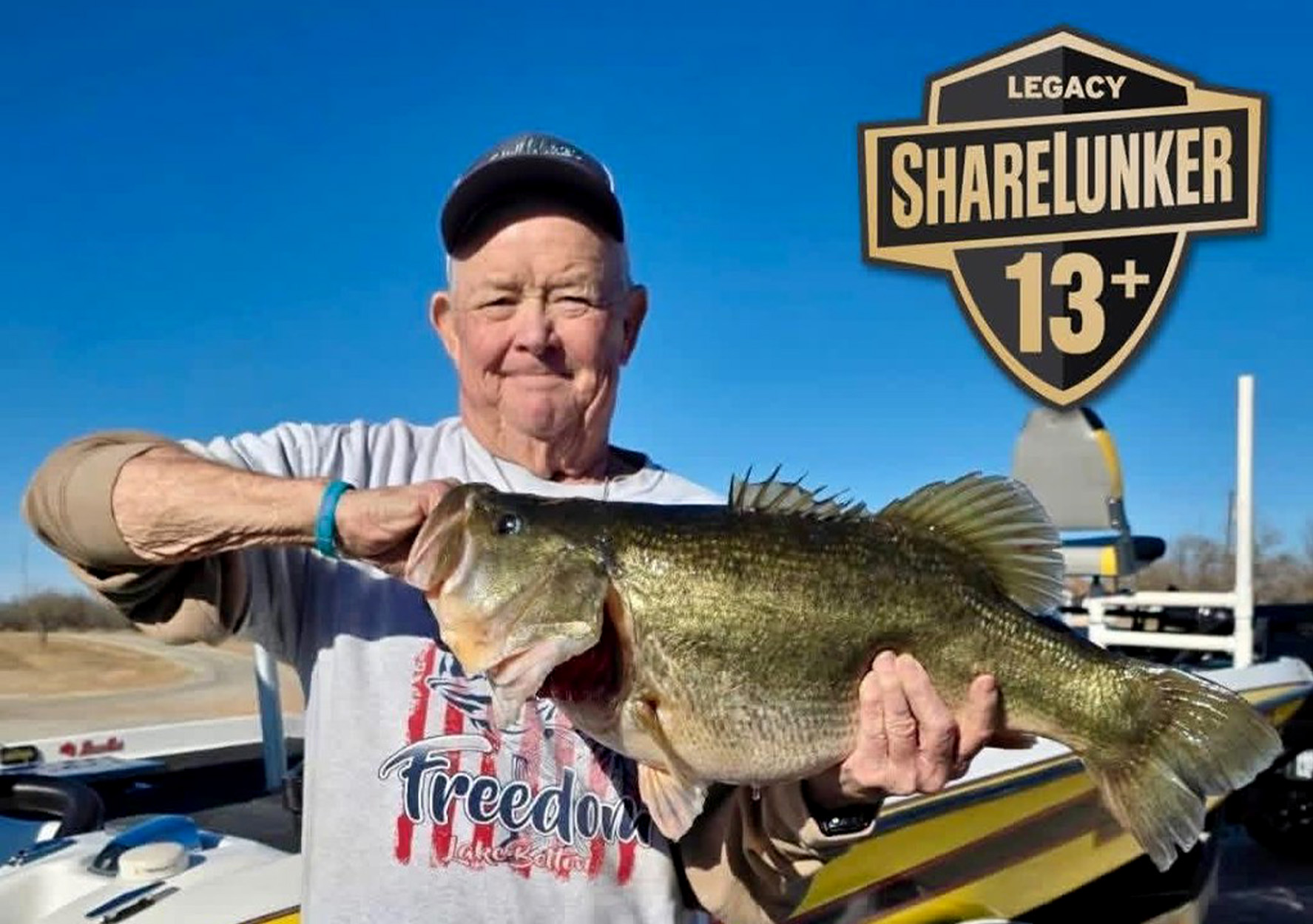 A bass angler with a big Texas largemouth.